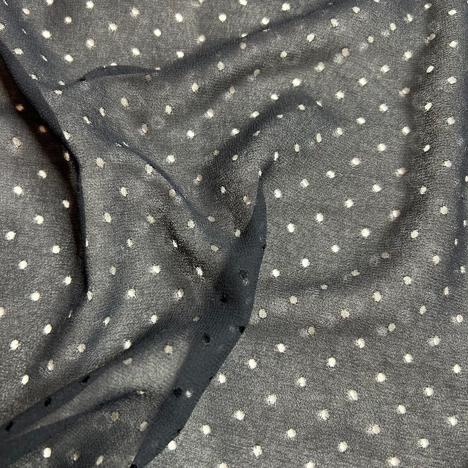 Perforated Holes Chiffon Fabric Black 55" Wide Sold By Metre - Image 6