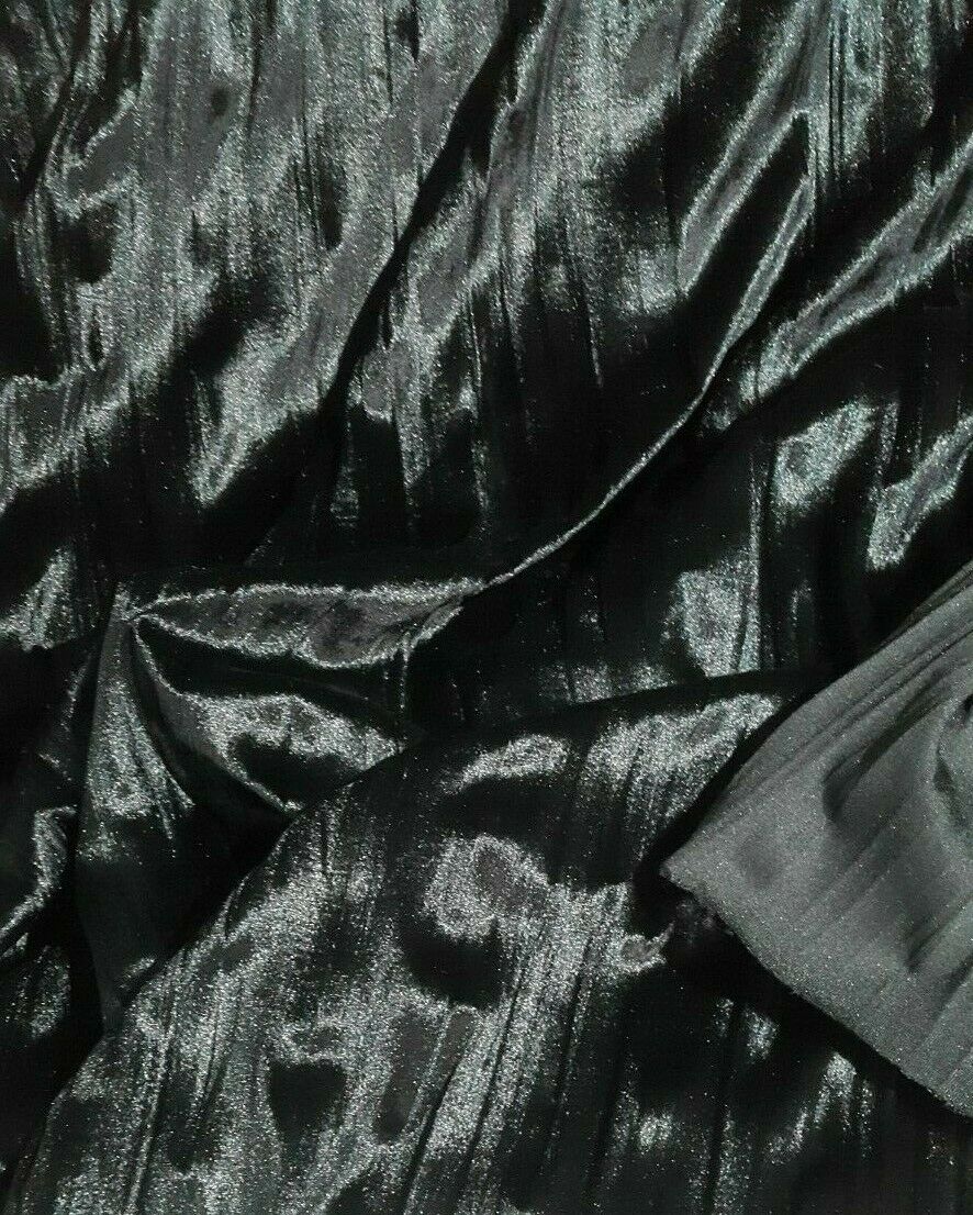 PLUSH VELVET FABRIC NAVY COLOUR STRETCH CRINKLED EFFECT-SOLD BY THE METRE - Image 5