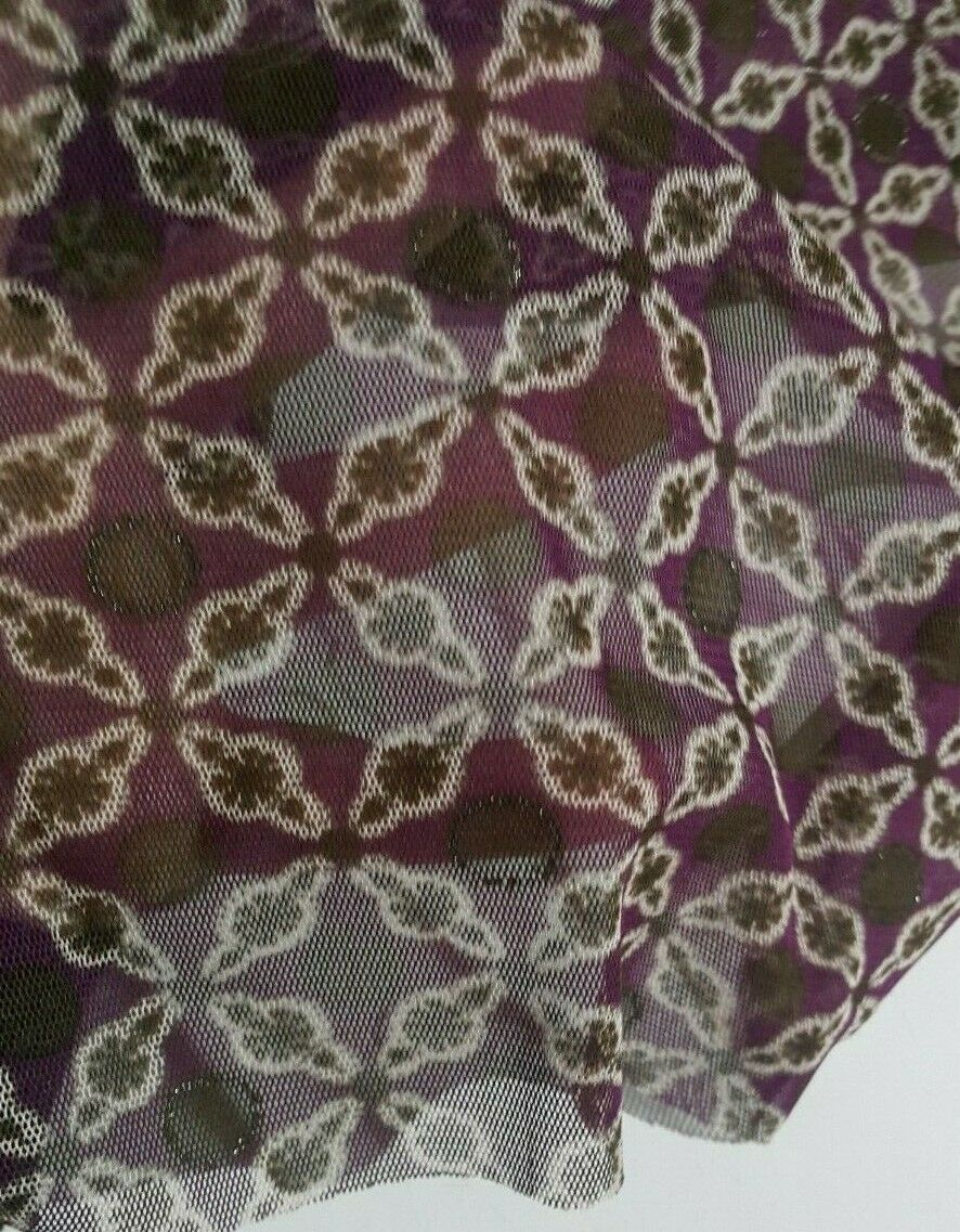 PRINTED AND SHINY CIRCLED STRETCH TULLE LACE FABRIC- SOLD BY THE METRE - Image 3