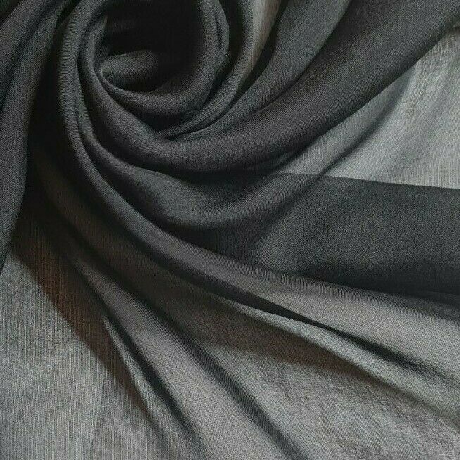 Pure Silk Chiffon Fabric Black Colour 51" Wide Sold ByMetre - Image 9