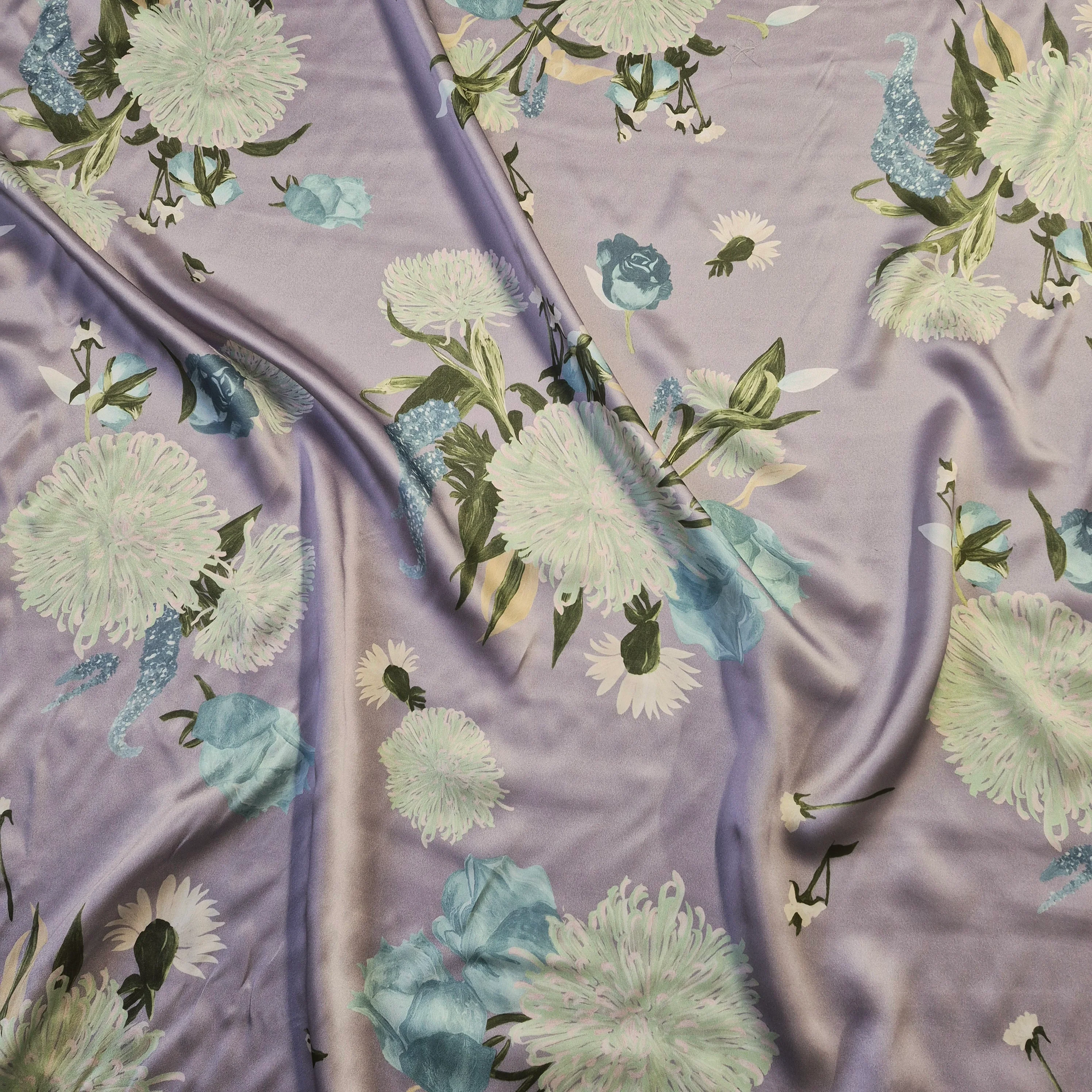 Pure Silk Organza And Satin Fabric Floral Printed 51" Wide Sold By Metre - Image 15