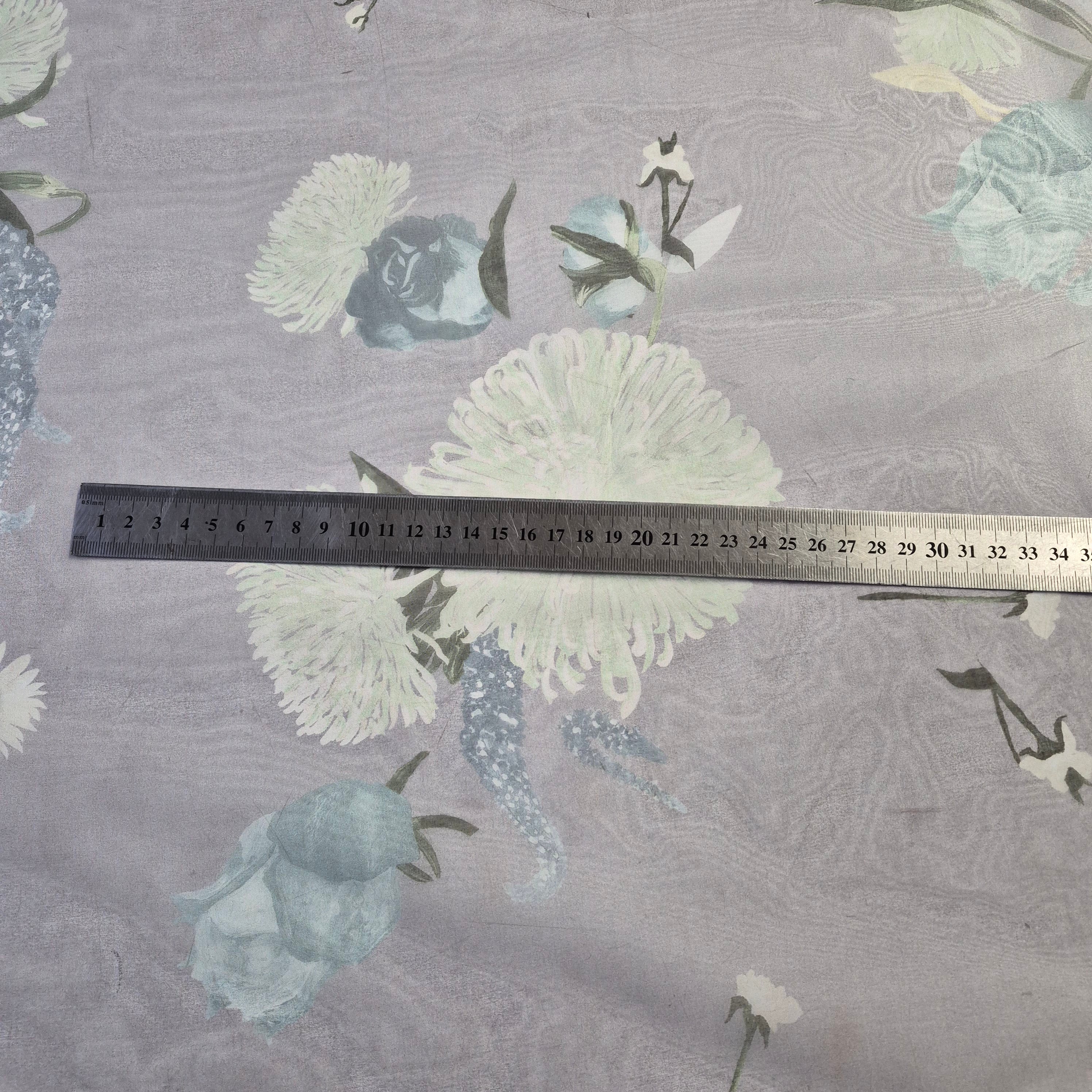 Pure Silk Organza And Satin Fabric Floral Printed 51" Wide Sold By Metre - Image 8