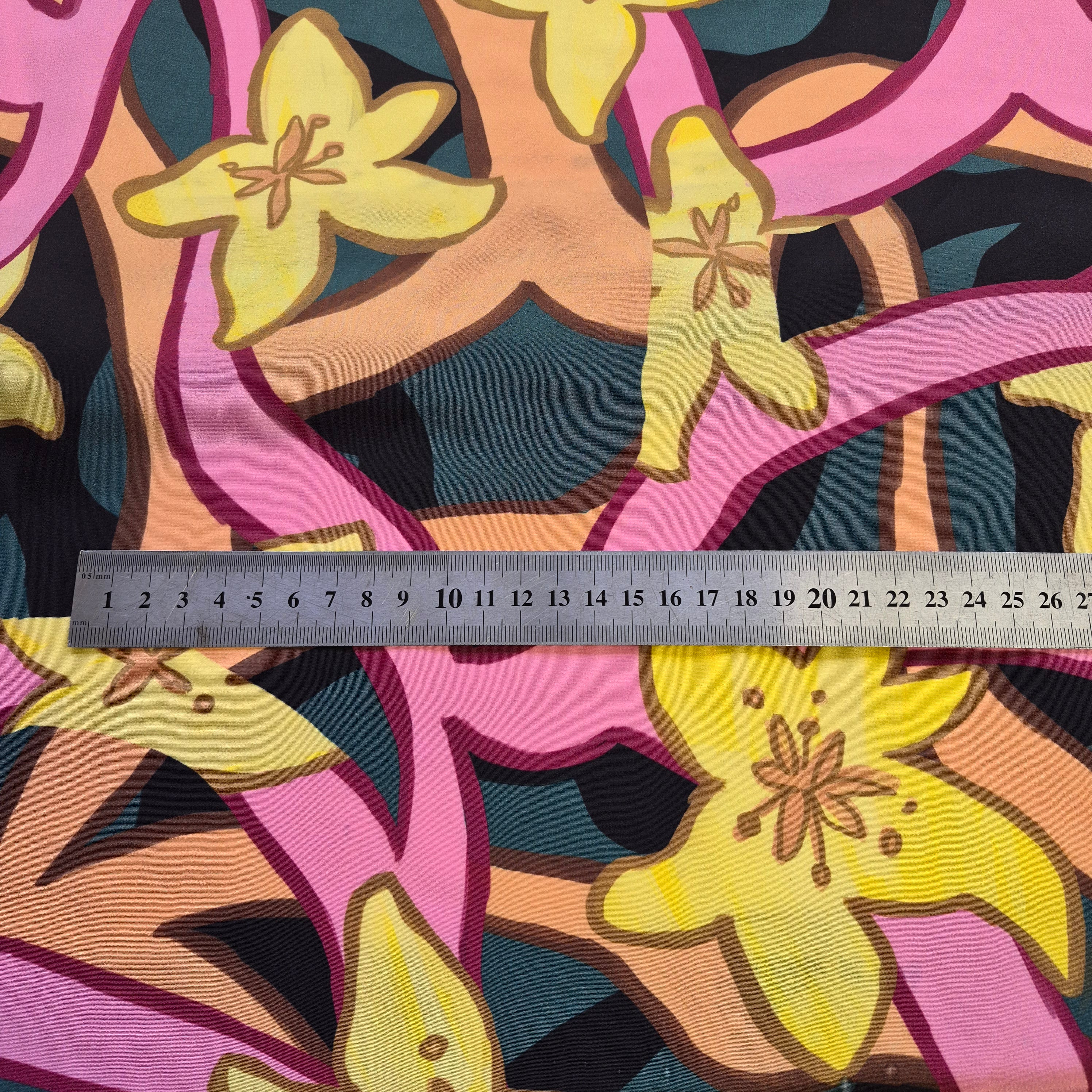 Pure Silk Printed Crepe Fabric 55" Wide Sold By Metre - Image 5