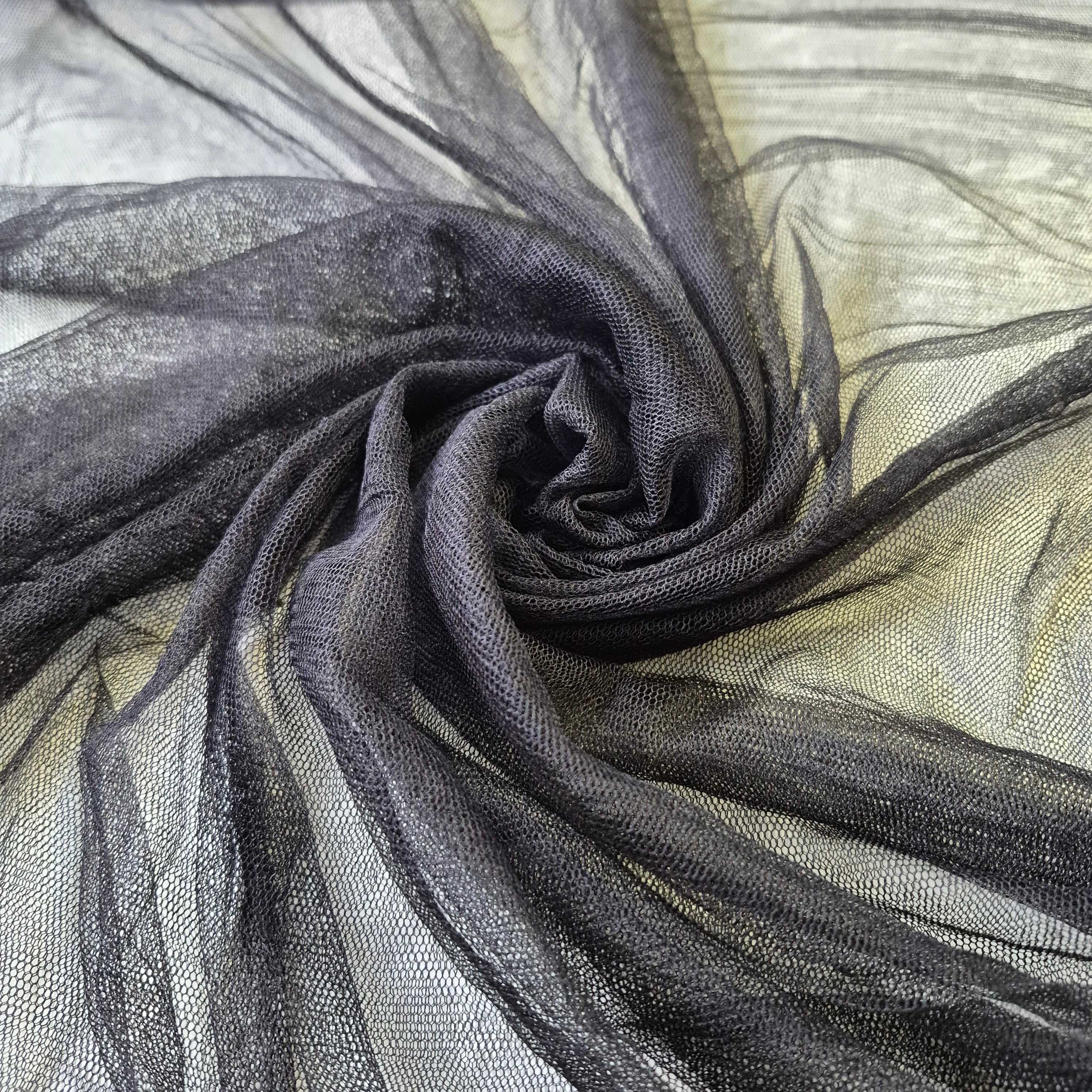 Pure Silk Soft Tulle Mesh Fabric Black Colour 55" Wide - Image 2