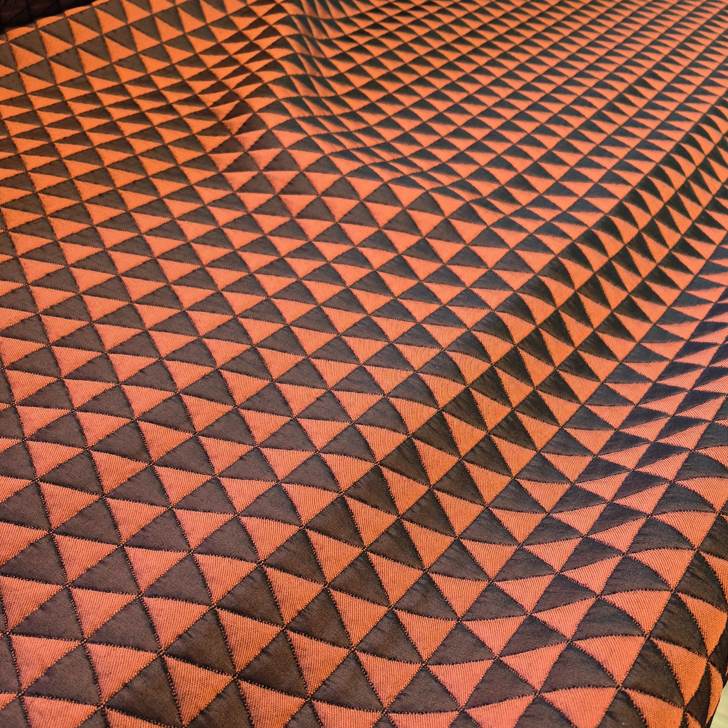 Quilted Fabric Triangle Pattern Brick And Brown Colours 55" Wide Sold Metre - Image 2