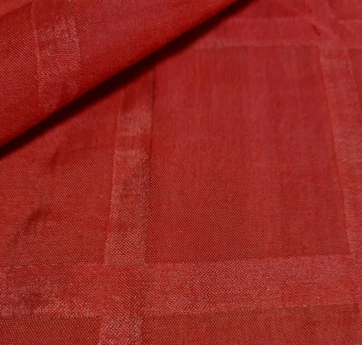 RED COLOUR CHECKED THIN VISCOSE NYLON MIX FABRIC - SOLD BY THE METRE - Image 3