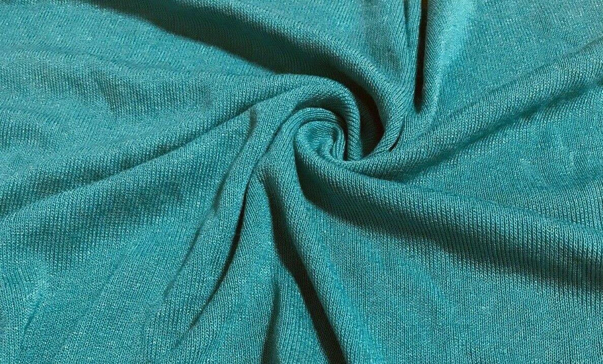 RIB JERSEY FABRIC BRICK AND TURQUOISE STRETCH VISCOSE - SOLD BY THE METRE - Image 2