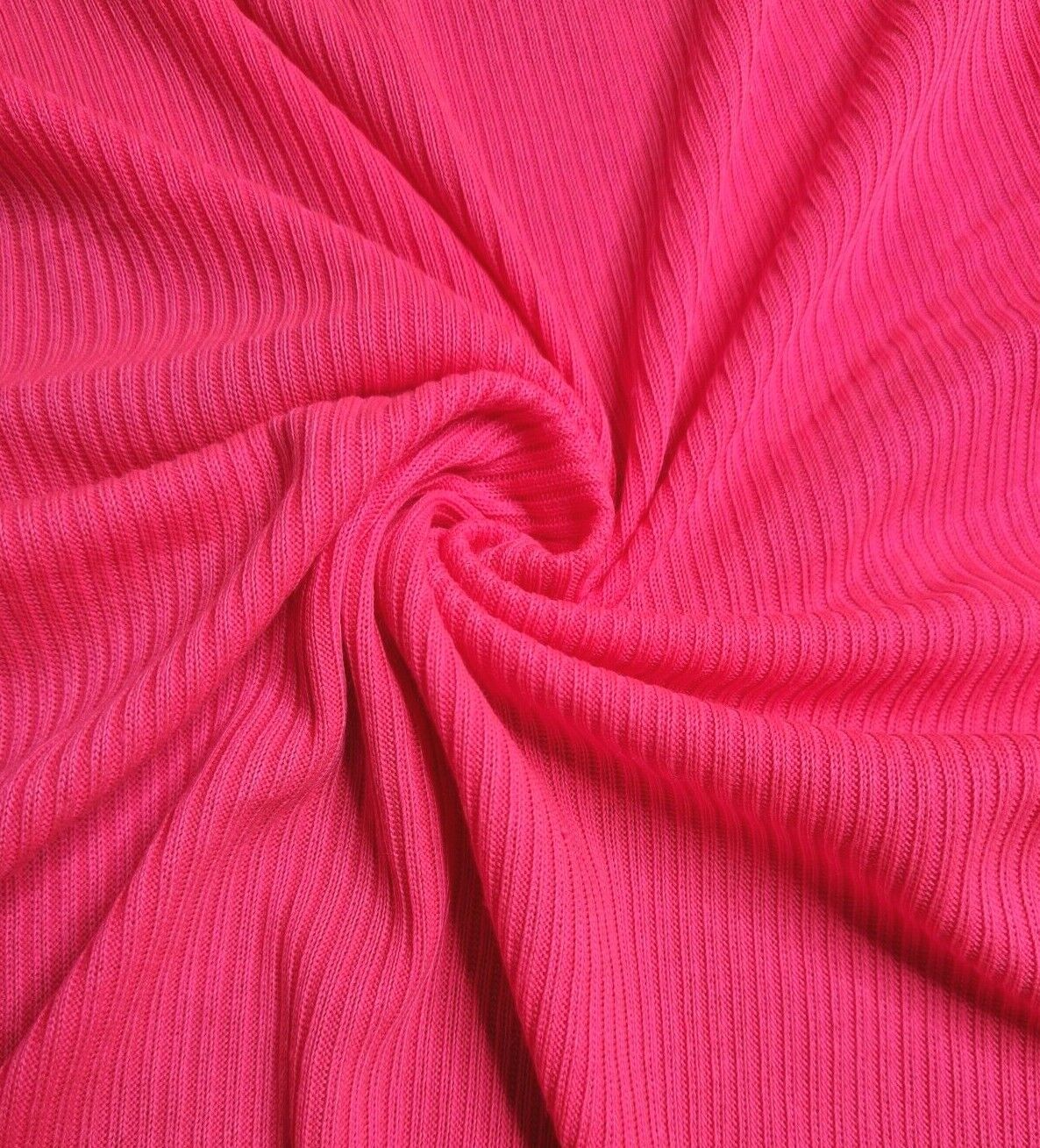 Rib Jersey Fabric Neon Pink Colour 2 Way Stretch 51" Sold By Metre - Image 4