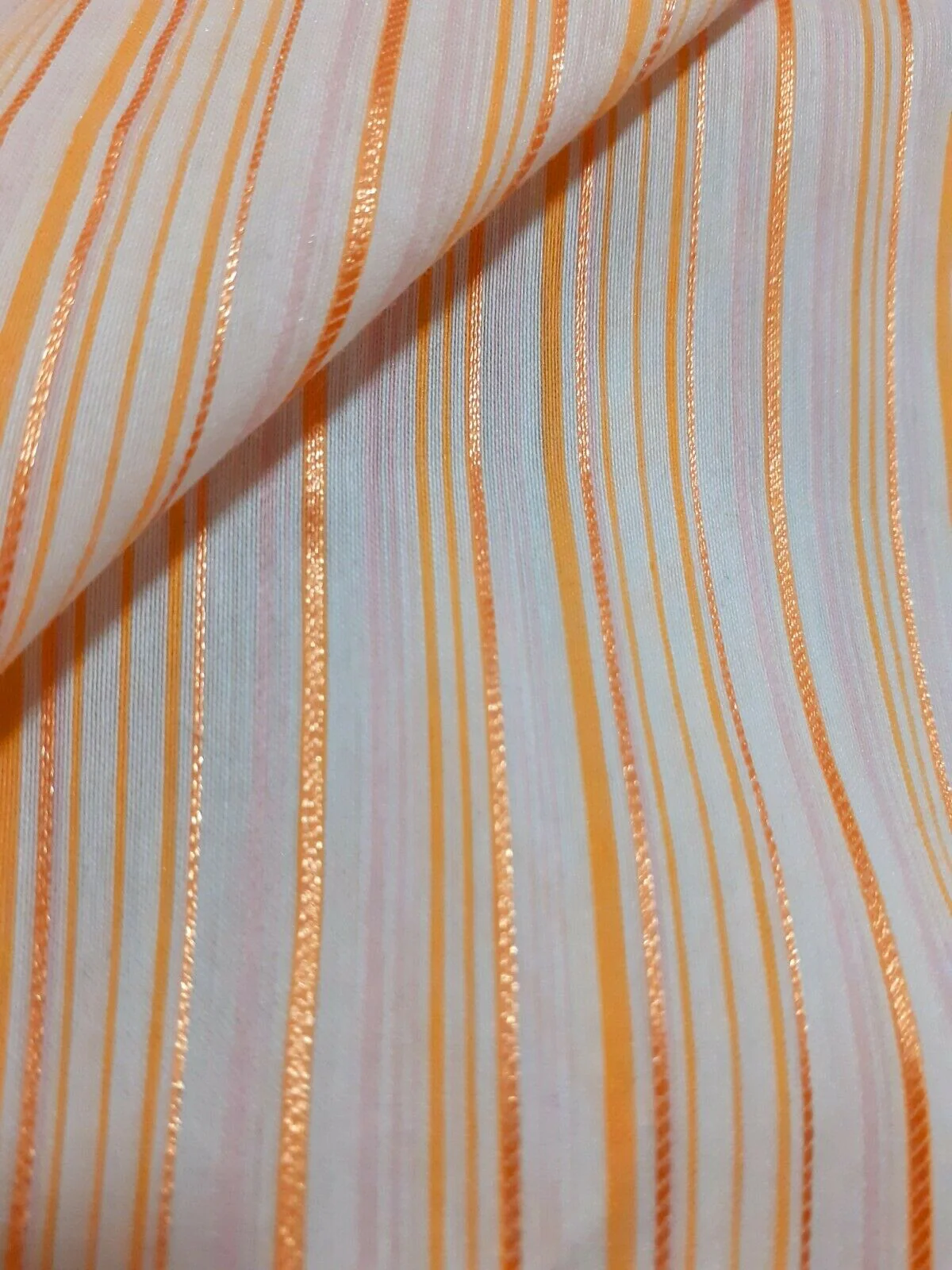 SHIRT FABRIC ORANGE STRIPED OFF WHITE - SOLD BY THE METRE - Image 3