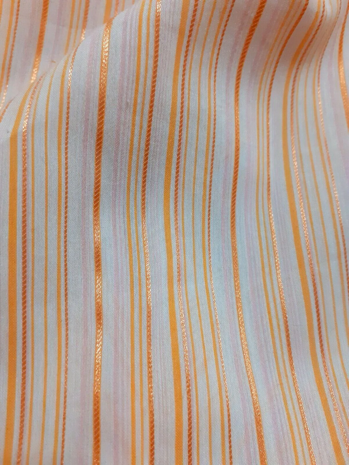 SHIRT FABRIC ORANGE STRIPED OFF WHITE - SOLD BY THE METRE - Image 6