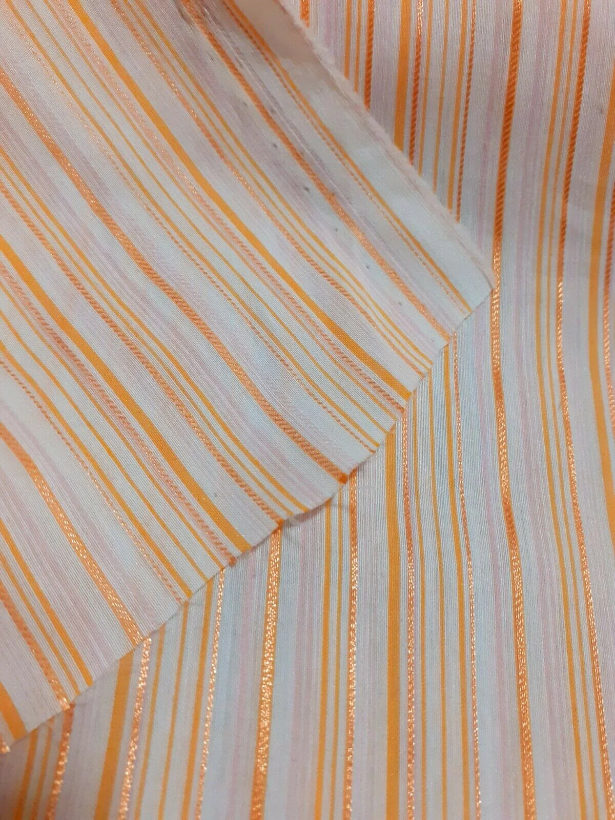 SHIRT FABRIC ORANGE STRIPED OFF WHITE - SOLD BY THE METRE - Image 8
