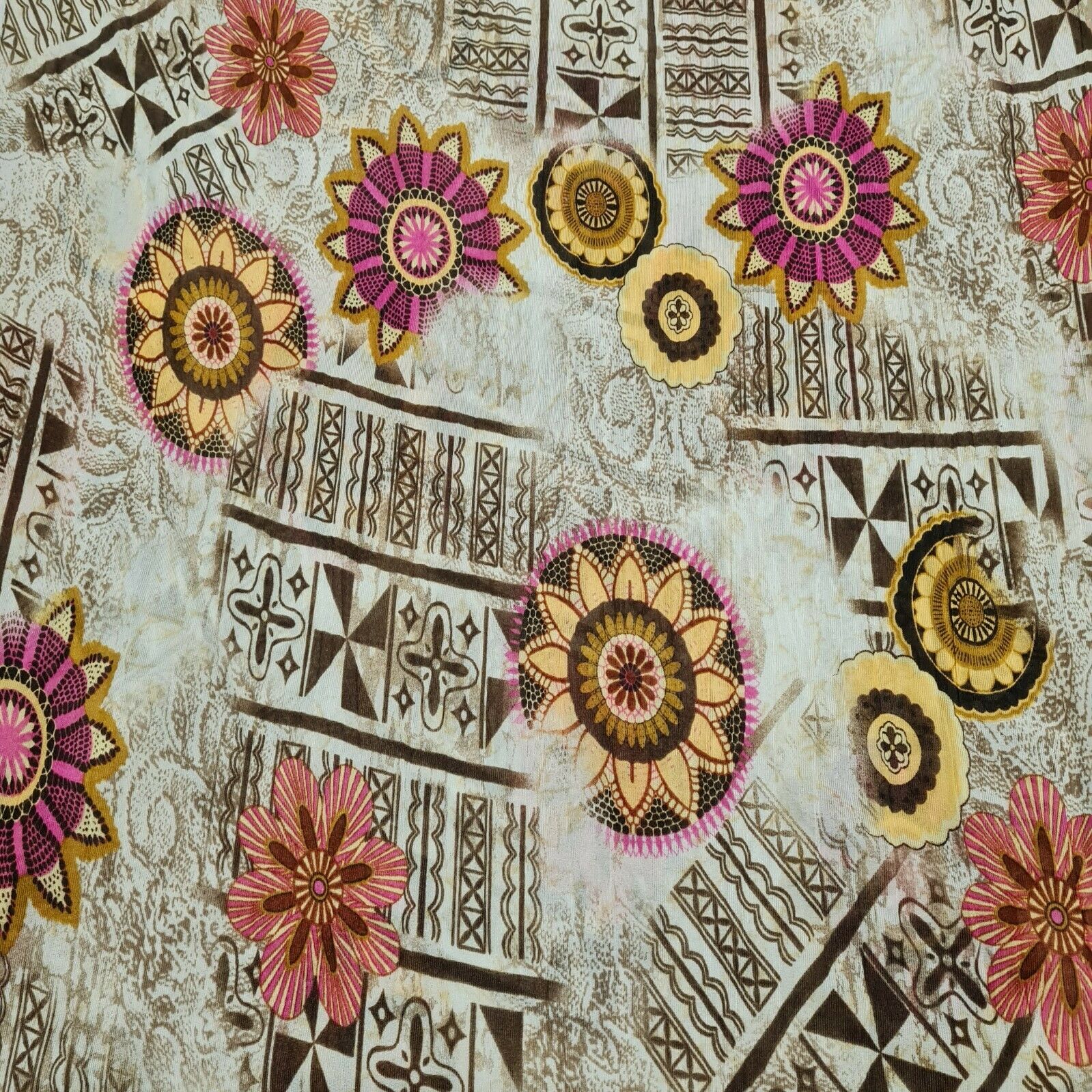 Stretch Tulle Mesh Fabric Floral And Paisley Printed Crinkled Sold By The Metre - Image 2