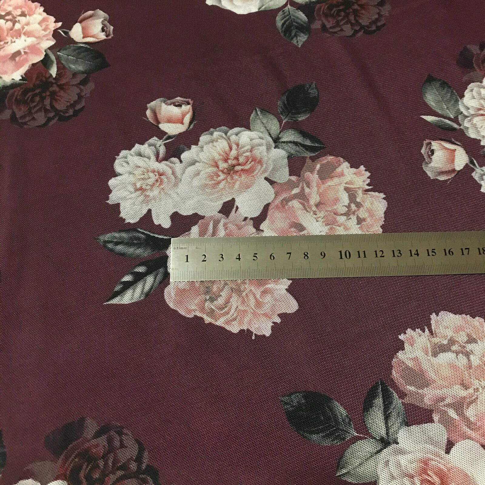 STRETCH TULLE MESH FABRIC FLORAL PRINTED - SOLD BY THE METRE - Image 4