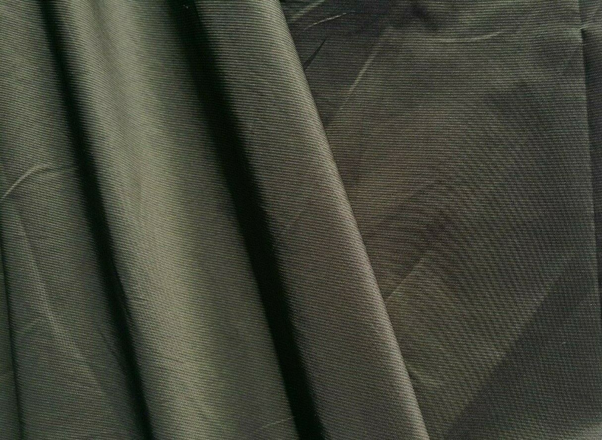 TINY STRIPED TAFFETA FABRIC KHAKI COLOUR - SOLD BY THE METER - Image 8