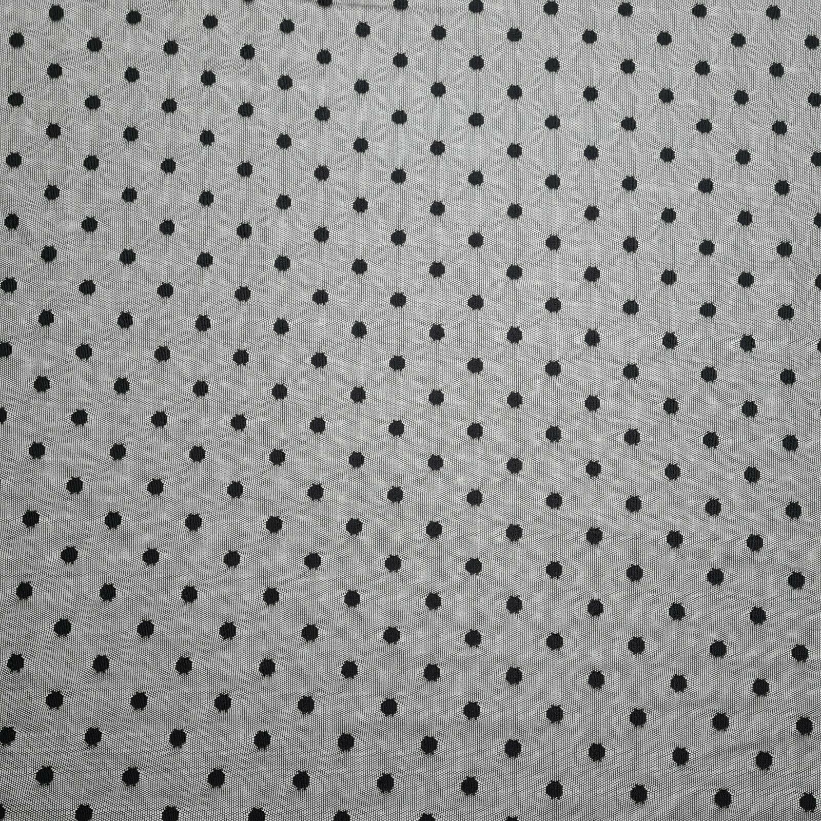 Tulle Mesh Fabric Spotted Black and Mocha Stretch 55" Wide Sold by the Metre - Image 5