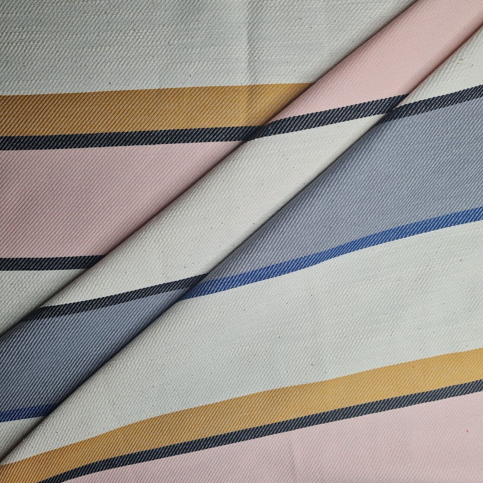 Twill Cotton Linen Polyester Fabric Multicolour Striped 55" Wide - Image 4