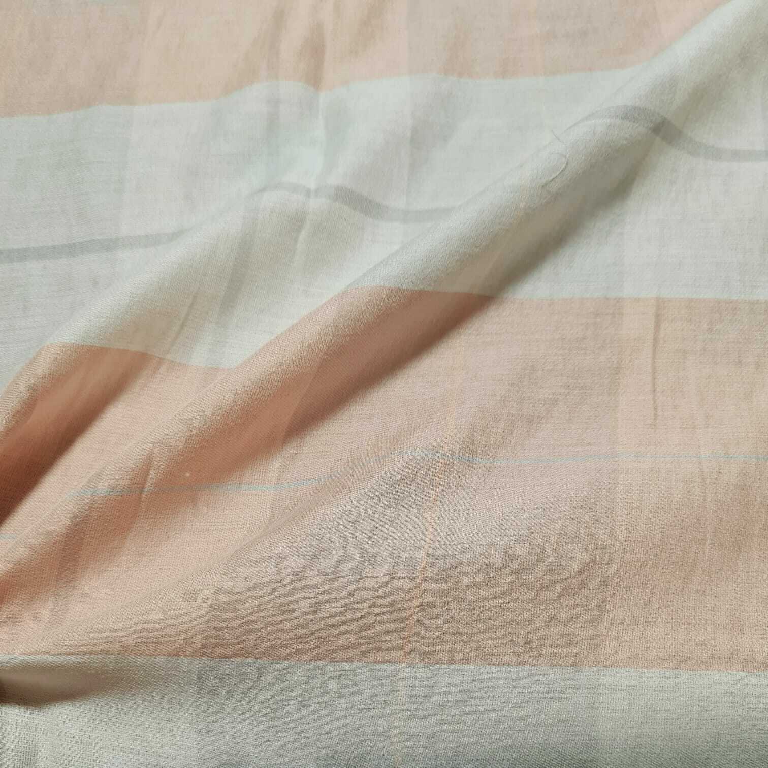 Viscose Polyester Fabric Peach Ivory Checked 55" Wide Non Stretch - Image 2