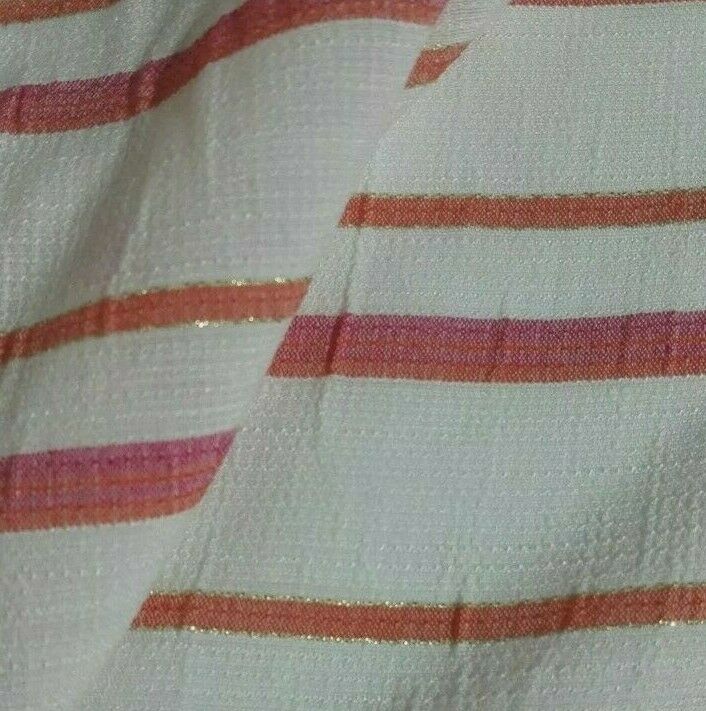 Viscose Polyester Fabric Striped Lurex Ecru 55" Wide - Image 5