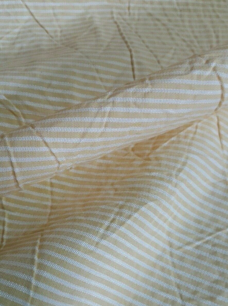 WHITE AND YELLOW STRIPED WRINKLED EFFECT POLYCOTTON FABRIC-SOLD BY THE METER - Image 3