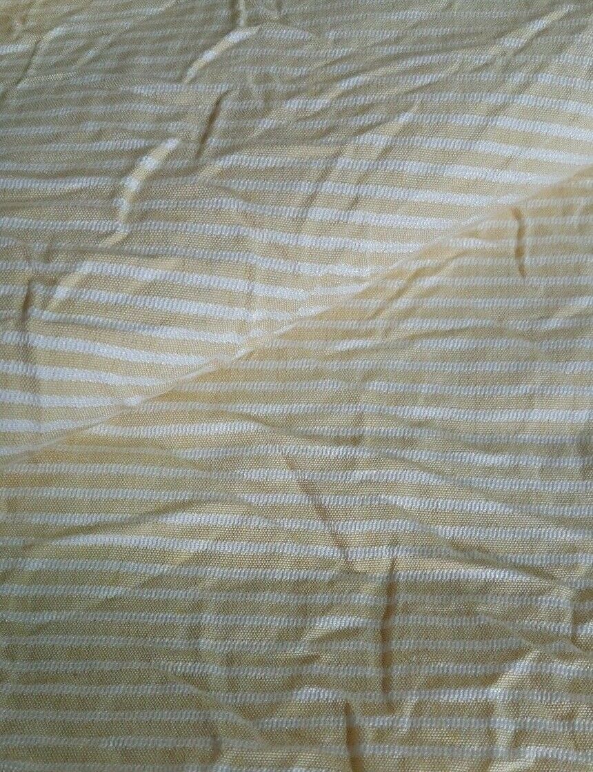 WHITE AND YELLOW STRIPED WRINKLED EFFECT POLYCOTTON FABRIC-SOLD BY THE METER - Image 6